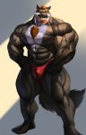  2020 5_fingers 5_toes abs absurd_res anthro biceps big_muscles black_body black_fur black_nose body_hair brown_hair bulge canid canine canis chest_hair clothed clothing echin feet fingers fur hair hi_res huge_muscles humanoid_feet humanoid_hands male mammal multicolored_body multicolored_fur muscular muscular_male nex_anima_canis pecs plantigrade quads simple_background solo toes topless triceps two_tone_body two_tone_fur underwear underwear_only veiny_muscles white_body white_fur wolf yellow_eyes 