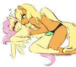  absurd_res anthro anthrofied applejack_(mlp) blonde_hair blush bodily_fluids breast_grab breast_squeeze breasts dildo duo earth_pony equid equine eyes_closed female female/female female_on_top fluttershy_(mlp) friendship_is_magic genital_fluids grinding hair hand_on_breast hi_res horse licking licking_neck looking_pleasured lying mammal my_little_pony nipples nude on_back on_top orange_body pegasus pink_hair pink_nipples pony pussy_juice rainbowsprinklesart sex_toy simple_background strapon tongue tongue_out white_background wings yellow_body 