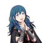  1girl armor blue_eyes blue_hair byleth_(fire_emblem) byleth_(fire_emblem)_(female) cape fire_emblem fire_emblem:_three_houses hiyori_(rindou66) open_mouth simple_background solo upper_body white_background 