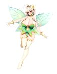  2020 accessory big_breasts blush breasts camel_toe clothing fairy female flower flower_in_hair gloves green_hair hair hair_accessory handwear humanoid humanoid_pointy_ears legwear marota navel plant simple_background smile solo stockings white_background wings 