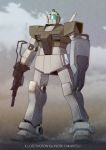  desert gm_(mobile_suit) gun gundam highres holding holding_gun holding_weapon looking_to_the_side mecha mn_315_art no_humans shield solo standing visor weapon 