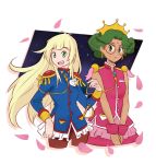  2girls commentary cosplay cowboy_shot english_commentary highres himemiya_anthy himemiya_anthy_(cosplay) lillie_(pokemon) mao_(pokemon) multiple_girls pokemon pokemon_(anime) pokemon_sm093 pokemon_sm_(anime) rainyazurehoodie tenjou_utena tenjou_utena_(cosplay) 