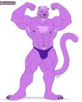  2020 abs absurd_res amber_eyes anthro armpit_hair barazoku biceps body_hair bulge chest_fur claws clothed clothing facial_hair felid flexing fur hair hi_res jrbart male mammal muscular muscular_male nipples open_mouth pantherine pecs pink_body pink_fur pink_hair pinup pose pubes quads sharp_teeth skimpy smile solo speedo swimwear teeth toe_claws triceps 