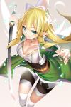  cleavage leafa machimura_komori pointy_ears sword sword_art_online 