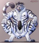  &lt;3 2020 abs absurd_res anthro anus ball_tuft balls biceps black_hair black_stripes blue_eyes blush bodily_fluids butt chest_fur claws crouching erection facial_hair fangs felid fur genital_fluids genitals hair hi_res horn jrbart licking licking_lips looking_at_viewer male mammal nipple_piercing nipples nude open_mouth pantherine pecs penis perineum piercing pinup pose precum precum_drip quads red_winds sharp_teeth solo stripes teeth tiger toe_claws tongue tongue_out triceps tuft vein veiny_penis white_body white_fur 