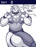  a0n a0nmaster a0nsecretroom alcohol anthro beverage big_breasts big_pecs big_penis breasts canid canine canis clothed clothing collar comic domestic_dog english_text genitals huge_penis hyper hyper_genitalia hyper_penis male mammal muscular nordic_sled_dog pecs penis samoyed solo spitz text weight_gain 