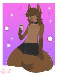  absurd_res anthro bottomwear canid canine canis clothing commander_(commanderthings) commanderthings english_text gesture girly hair hair_over_eyes hi_res long_hair male mammal ok_sign phone selfie shorts simple_background solo text wolf youtuber 
