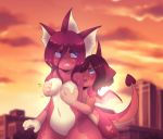  anthro breast_grab breast_squeeze breasts dragon dragonling duo eeveelution female glomp hand_on_breast hi_res luxx luxxsona male male/female nintendo pok&eacute;mon pok&eacute;mon_(species) vaporeon vappy_(luxx) video_games 