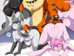 2020 4:3 anal anal_penetration arcanine atticus_mura backsack balls blush bulge canid canine eeveelution erection fingering genitals glaceon group group_sex hi_res male male/male mammal myrl_(wormy) nikkibunn nintendo penetration penis pok&eacute;mon pok&eacute;mon_(species) sex size_difference video_games 
