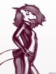  2020 3:4 anthro brown_hair clothing digital_media_(artwork) female glopossum hair hi_res horn lizard open_mouth reptile rubber rubber_suit scalie solo teeth tongue 