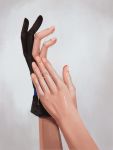  1girl fingers gloves kaga_(kantai_collection) kantai_collection long_toenails noccu pulque single_glove solo suggestive_fluid toenails white_background 