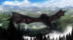  2020 ambiguous_gender claws day detailed_background digital_media_(artwork) dragon feral fur furred_dragon hi_res horn isvoc membrane_(anatomy) membranous_wings outside scalie sky solo western_dragon wings 