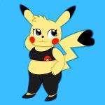  1:1 anthro brown_eyes clothing cosplay_pikachu_(costume) female fur heart_tail hi_res nintendo pikachu pikachu_libre pok&eacute;mon pok&eacute;mon_(species) solo video_games yellow_body yellow_fur 