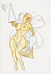  2006 anthro beedrill breasts cum female nintendo nipples plain_background pok&#233;mon pok&#233;morph pokemon solo unknown_artist video_games white_background 