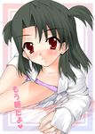  black_hair blush kiyoura_setsuna kotobuki_utage red_eyes school_days short_hair short_twintails smile solo twintails underwear 