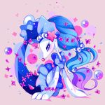  &lt;3 1:1 accessory asterozoan blue_body blue_eyes blue_hair blush bubble echinoderm eyelashes female flower flower_in_hair flower_petals fur gem hair hair_accessory ipun long_hair marine merfolk nintendo pearl_(gem) petals pink_background pink_flower pink_nose plant pok&eacute;mon pok&eacute;mon_(species) primarina simple_background solo spikes standing starfish starfish_(accessory) video_games white_body white_fur 