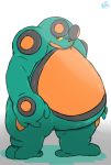  2020 alpha_channel ambiguous_gender amphibian blueblu chub_(disambiguation) frog green_body hi_res nintendo obese orange_eyes overweight pok&eacute;mon pok&eacute;mon_(species) seismitoad shiny_pok&eacute;mon simple_background solo thick_thighs video_games 