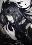  1boy black_eyes black_hair bracelet crying crying_with_eyes_open granblue_fantasy highres jewelry long_hair male_focus rilmok sariel_(granblue_fantasy) solo tears 