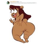  anthro anus bent_over big_butt brown_body brown_fur brown_hair buckteeth butt butt_focus canid canine canis carla_(ok_k.o.!_lbh) cartoon_network curvaceous curvy_figure domestic_dog english_text female full-length_portrait fur genitals hair looking_away mammal ok_k.o.!_let&#039;s_be_heroes portrait presenting presenting_hindquarters pussy rear_view simple_background solo steeckykees teeth text voluptuous white_background 