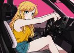  blonde_hair blue_eyes car idolmaster idolmaster_cinderella_girls igo_miku ootsuki_yui shorts 