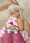  2020 2others :3 ambiguous_gender animal_ears bangs blob blush brown_hair commentary_request creature dark_skin dated furry horizontal_pupils long_hair looking_at_viewer made_in_abyss mitty_(made_in_abyss) multiple_others nanachi_(made_in_abyss) open_mouth paws red_eyes shishi_tooga short_hair sitting smile tail whiskers white_hair yellow_eyes 