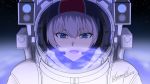  1girl alternate_costume astronaut blue_eyes close-up earth girls_und_panzer highres itsumi_erika open_mouth reflection shinmai_(kyata) silver_hair solo spacesuit star_(sky) tagme 