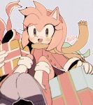  2019 accessory amy_rose anthro blush boots clothing eulipotyphlan female footwear gloves hair_accessory hairband handwear hedgehog mammal open_mouth open_smile rellyia scarf signature sitting smile sonic_the_hedgehog_(series) video_games 