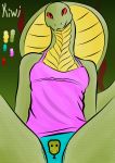  anthro bottomwear clothed clothing cobra female hi_res immoveableguide kiwi(immoveableguide) looking_at_viewer model_sheet panties red_eyes reptile scalie simple_background smile snake snake_hood solo topwear underwear 