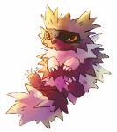  claws closed_mouth commentary creature english_commentary full_body gen_3_pokemon highres hushcoil lying no_humans on_back pokemon pokemon_(creature) simple_background solo white_background yellow_eyes zigzagoon 