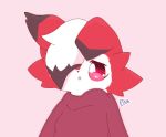  anthro canid canine canis clothing female fur hair lycanroc mammal midnight_lycanroc nintendo pikadrugaholic pok&eacute;mon pok&eacute;mon_(species) red_body red_clothing red_eyes red_fur short_hair simple_background solo video_games white_body white_fur white_hair wolf 