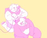  2020 alp_(tas) anthro belly blush canid canine canis clothing cu_sith_(tas) domestic_dog duo eyes_closed giant_panda hi_res kemono male mammal moobs nipples overweight overweight_male proportion11293 scarf simple_background sitting tokyo_afterschool_summoners underwear ursid video_games 