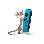  1:1 2020 absurd_res anthro blue_eyes brown_body brown_fur controller featureless_crotch fur game_controller hi_res holding_object light lighting mammal mouse murid murine nude pink_nose pointedfox rodent shadow signature simple_background solo whiskers white_background 