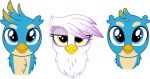  2020 absurd_res alpha_channel avian beak blue_body blue_eyes blue_feathers collaboration dailevy duo eyelashes feathers female feral friendship_is_magic gallus_(mlp) gilda_(mlp) gryphon headshot_portrait hi_res lidded_eyes looking_at_viewer male my_little_pony mythological_avian mythology parclytaxel portrait simple_background transparent_background white_body white_feathers yellow_eyes 