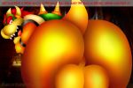  2020 3:2 absurd_res anthro baconbasket balls big_balls big_butt bowser butt digital_drawing_(artwork) digital_media_(artwork) english_text genitals hair hi_res horn huge_balls huge_butt huge_thighs hyper hyper_balls hyper_genitalia koopa looking_back male mammal mario_bros nintendo open_mouth profanity scalie solo spikes text thick_thighs video_games 