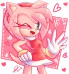  &lt;3 2018 accessory amy_rose anthro clothing english_text eulipotyphlan female gloves green_eyes hair_accessory hairband handwear hedgehog hi_res mammal one_eye_closed open_mouth open_smile signature smile solo sonic_the_hedgehog_(series) sonicaimblu19 text video_games wink 
