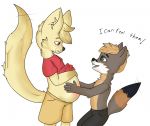 anthro bottomwear canid canine clothing duo fennec fox hands_on_belly little-liam male male/male male_pregnancy mammal pregnant shirt shorts text topwear 