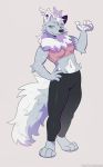  5_fingers anthro antlers breasts clothed clothing digital_media_(artwork) female fingers fur hair horn murkbone pawpads paws simple_background smile solo standing 