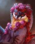  2020 akineza ambiguous_gender anthro avian beak bird black_beak digital_media_(artwork) hi_res owl red_eyes solo 