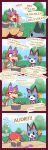  absurd_res animal_crossing anthro audie_(animal_crossing) canid canine canis clothed clothing comic cutlery eating english_text eyewear fangs felid feline female food glasses hi_res humor kitchen_utensils lolly_(animal_crossing) mammal nintendo r-mk sitting spoon text tools unconscious video_games wolf 