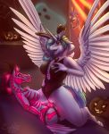 anthro anthro_on_anthro anthro_penetrated anthro_penetrating anthro_penetrating_anthro big_breasts bodypaint breasts clothing clothing_aside dildo duo equid equine female female/female female_penetrated female_penetrating female_penetrating_female friendship_is_magic genitals halloween hi_res holding_breast holidays horn mammal my_little_pony nipple_outline pegasus penetration princess_celestia_(mlp) pussy sex_toy strapon sunny_way sunny_way_(character) vaginal vaginal_penetration winged_unicorn wings 