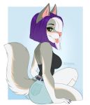  2020 alpha_channel anthro breasts canid canine canis clothed clothing digital_media_(artwork) ei-ka eyebrows eyelashes female green_eyes hair hi_res mammal purple_hair sitting solo tongue wolf 