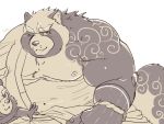  2020 4:3 anthro belly canid canine cddi_h clothing duo gyobu gyobu&#039;s_underlings humanoid_hands kemono male mammal moobs nipples overweight overweight_male raccoon_dog robe scar simple_background tanuki tattoo tokyo_afterschool_summoners video_games white_background 