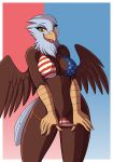  2018 absurd_res accipitrid accipitriform anthro avian bald_eagle beak big_breasts bikini bikini_down bikini_pull bird bodily_fluids breasts brown_body brown_feathers clothed clothing dialogue digital_media_(artwork) drako1997 eagle english_text eyelashes feathered_wings feathers female flag_bikini flashing genital_fluids genitals healthcare_eagle hi_res looking_at_viewer navel nipple_outline non-mammal_breasts panties panty_pull partially_clothed presenting presenting_pussy pussy pussy_juice scuted_arms sea_eagle simple_background smile solo stars_and_stripes swimwear text tongue tongue_out underwear united_states_of_america wet wet_clothing wet_panties wet_underwear white_body white_feathers wings yellow_beak yellow_eyes 