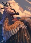  2020 absurd_res accipitrid accipitriform ambiguous_gender avian beak bearded_vulture bird day detailed_background digital_media_(artwork) feathered_wings feathers feral hi_res kalfy old_world_vulture outside sky solo vulture white_eyes wings 