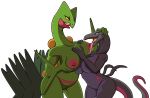  anthro big_breasts breast_lick breasts duo female female/female genitals holding_breast licking licking_lips lordstevie nintendo nipples pok&eacute;mon pok&eacute;mon_(species) pussy salazzle sceptile tongue tongue_out video_games 