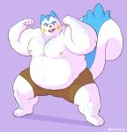  2020 anthro belly blue_body blue_fur bottomwear clothing fur hi_res humanoid_hands male manlyster moobs nintendo nipples overweight overweight_male pachirisu pok&eacute;mon pok&eacute;mon_(species) shorts simple_background solo video_games white_body white_fur 