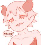  alpha_channel berry_(lost_d.d.d.d.) clothing demon dialogue female hair horn humanoid imp low_res meme not_furry red_body red_skin simple_background smile solo spider26 