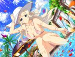  bikini cosplay hat long_hair senran_kagura swimsuit umbrella water yaegashi_nan yomi_(senran_kagura) 