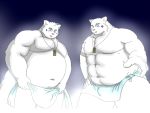  2013 4:3 anthro belly bulge duo fur humanoid_hands kemono male mammal moobs navel overweight overweight_male polar_bear towel ursid ursine white_body white_fur yanaka 