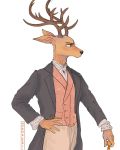  2020 4:5 anthro antlers beastars brown_body brown_fur cervid clothed clothing fully_clothed fur hi_res hoookerii horn louis_(beastars) male mammal portrait simple_background solo three-quarter_portrait white_background 